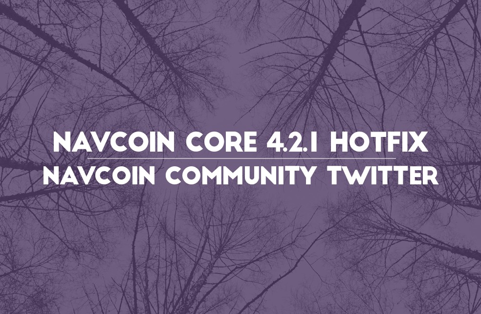 NavCoin Core 4.2.1 Hotfix & NavCoin Community Twitter