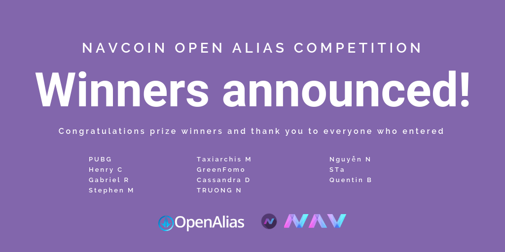 OpenAlias Competition Winners
